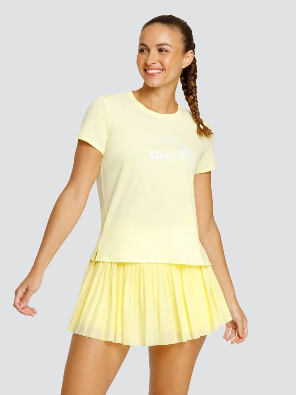 Tail "Spin It" Short Sleeve Top, Fresh Lemon, Small, NWT